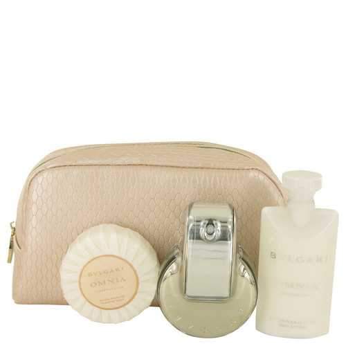 OMNIA CRYSTALLINE by Bvlgari Gift Set -- 2.2 oz Eau De Toilette Spray + 2.5 oz Body Lotion + 2.6 oz Scented Soap + Beauty Pouch (Women)